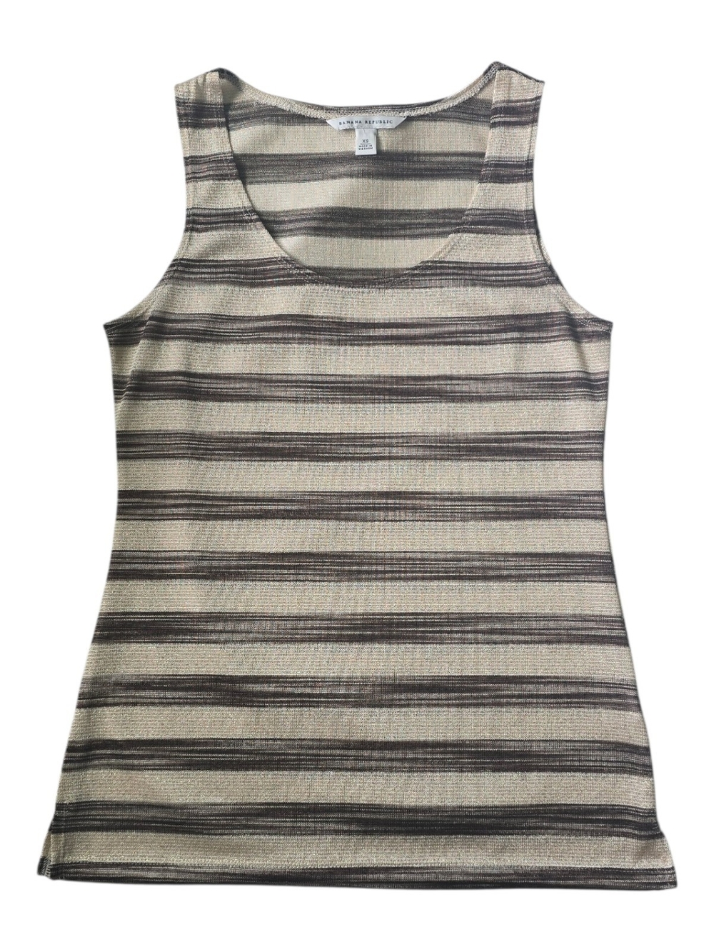 Banana Republic Shimmery Striped Knit Tank With Gold Threads